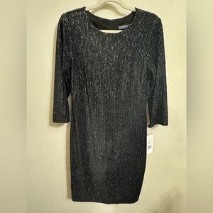 Julia Jordan Velour Metallic Stripe Elegant Sheath Dress Size 8 NEW WITH TAG!